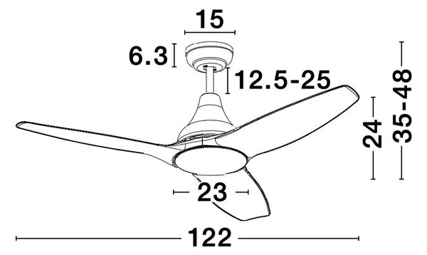 Stropný ventilátor Samoa 12.2 biele s diaľkovým ovládaním – Biela
