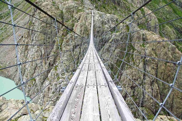 DIMEX | Vliesové fototapety na stenu Trift Bridge MS-5-0666 | 375 x 250 cm | zelená, šedá