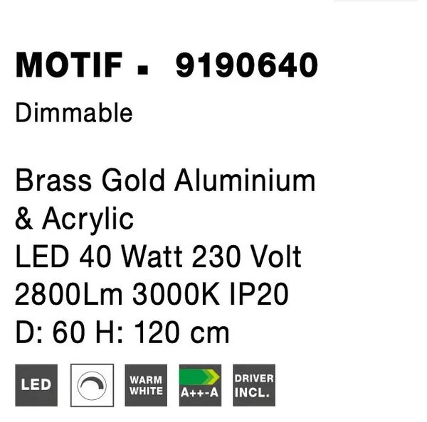 LED luster Motif 60 zlaté stmievateľné – Zlatá