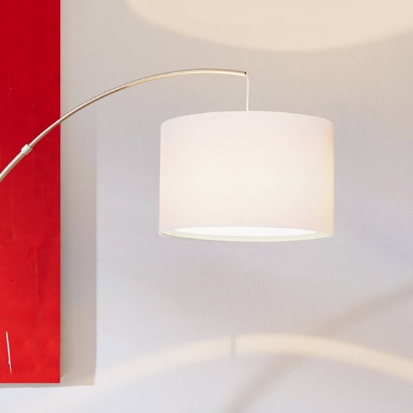 Stojacia lampa Clarie, biela, farba železa, 180 cm, látka/kov, Hliník / sivá / zinok, Obývacia izba / jedáleň, kov, Moderný, Oblúková stojaca lampa