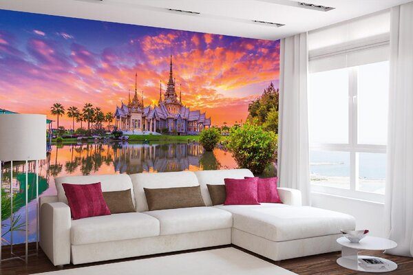 DIMEX | Vliesové fototapety na stenu Wat thai MS-5-1162 | 375 x 250 cm | zelená, fialová, oranžová, šedá