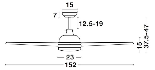 Stropný ventilátor Flow 15.2 biele s diaľkovým ovládaním – Biela