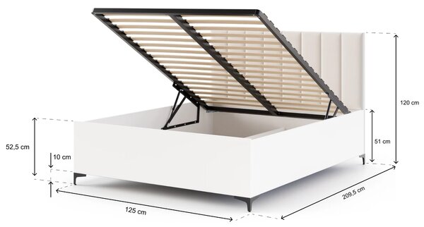 Jednolôžková posteľ s úložným priestorom Cierra 120x200 - biela