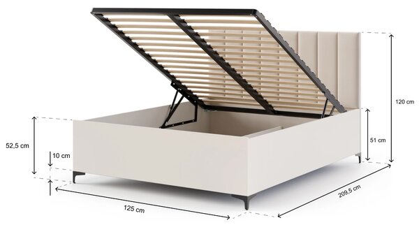 Jednolôžková posteľ s úložným priestorom Cierra 120x200 - kašmír/krémová