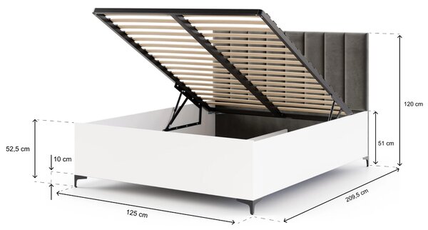 Jednolôžková posteľ s úložným priestorom Cierra 120x200 - biela/grafit