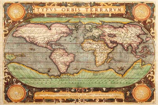 DIMEX | Vliesové fototapety na stenu Stará mapa II. MS-5-1531 | 375 x 250 cm | zelená, žltá, hnedá