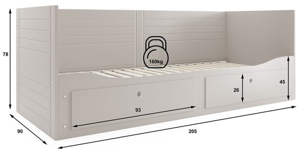 HRUŠKA Rozkladacia posteľ HERMES 2 200x80 kašmírová
