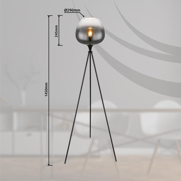 Globo 15548S1 - Stojacia lampa MAXY 1xE27/60W/230V čierna