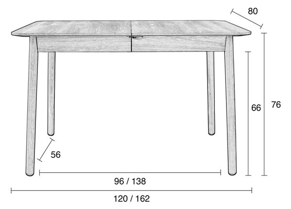 Rozkladací jedálenský stôl s doskou v dekore orechového dreva 80x120 cm Glimps – Zuiver