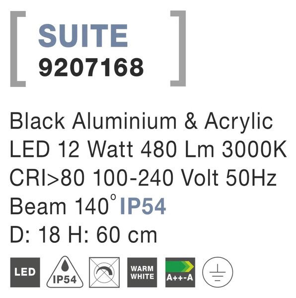 Vonkajšie LED lampa Suite 18 čierne – Čierna