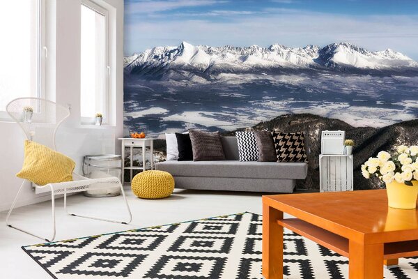 DIMEX | Vliesové fototapety na stenu Zasnežené Tatry MS-5-1627 | 375 x 250 cm | modrá, biela, šedá