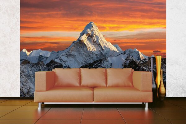 DIMEX | Vliesové fototapety na stenu Pohľad na západ slnka MS-5-1643 | 375 x 250 cm | biela, čierna, oranžová