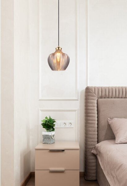 Globo 15898H1 - Závesné svietidlo na lanku JESSICA 1xE27/60W/230V priemer 22 cm dymové