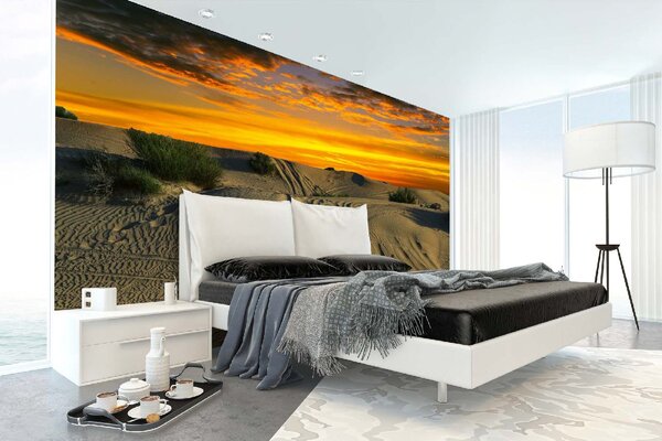 DIMEX | Vliesové fototapety na stenu Červánky nad púšťou MS-5-1835 | 375 x 250 cm | krémová, oranžová, hnedá
