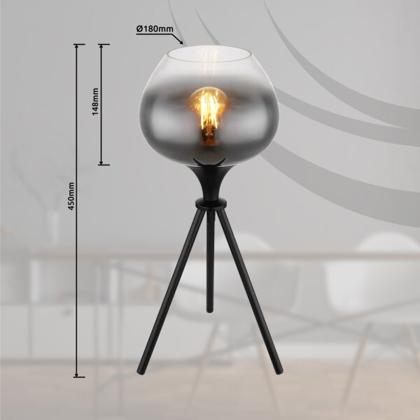 Globo 15548T1 - Stolová lampa MAXY 1xE27/40W/230V čierna