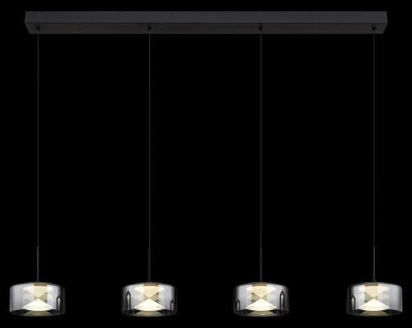 Globo 16024-4 - LED luster na lanku BELINDA LED/24W/230V čierna/dymová