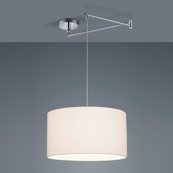 Helestra Certo závesná lampa valec 1-pl., biela, Biela / opálová, Obývacia izba / jedáleň, Textil / látka / hodváb, Moderný, Závesné svietidlo