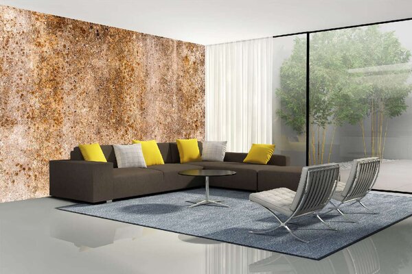 DIMEX | Vliesové fototapety na stenu Hrdzavý betónový múr MS-5-2638 | 375 x 250 cm | béžová, oranžová, hnedá
