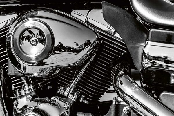 DIMEX | Vliesové fototapety na stenu Motor motocykla MS-5-2797 | 375 x 250 cm | čierna, metalická