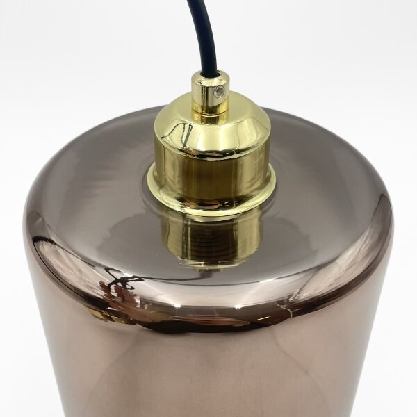 Luster na lanku LIAH 1xE27/15W/230V zlatá/dymovo-hnedá