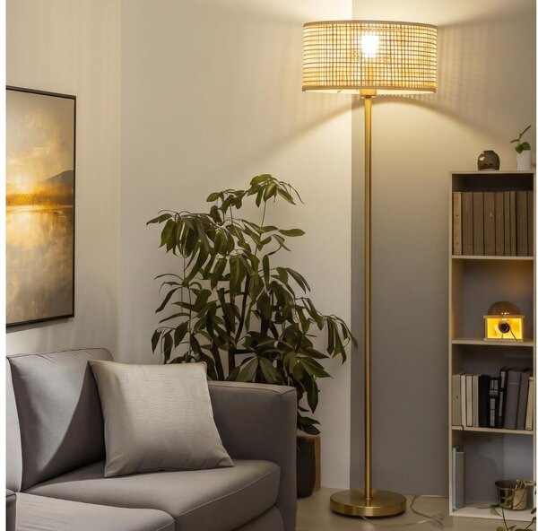 Brilagi - LED stojacia lampa CERIA 1xE27/20W/230V pr. 25 cm bambus/zlatá