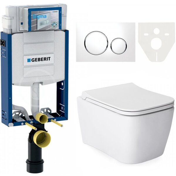AKCE/SET/LIVERO Geberit - Modul pre závesné WC s tlačidlom + CERANO - WC misa rimless Quartz + sedátko Quartz - biela lesklá + Geberit - Ovládacie tl…