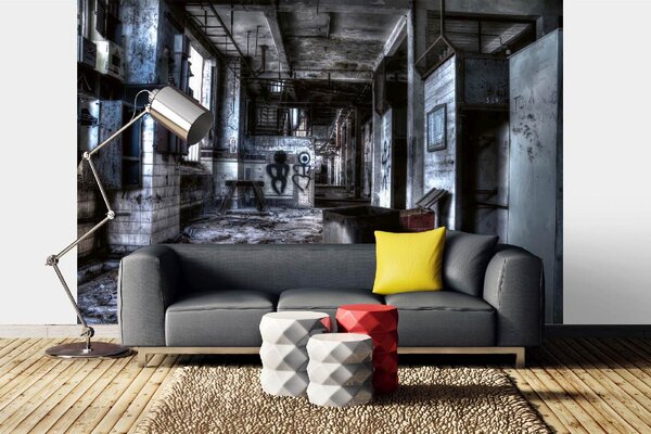 DIMEX | Vliesové fototapety na stenu Stará chodba MS-5-0859 | 375 x 250 cm | modrá, biela, šedá