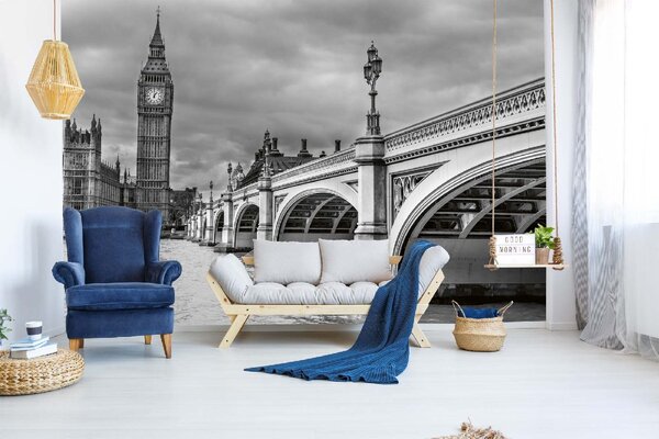 DIMEX | Vliesové fototapety na stenu Westminster Bridge MS-5-0651 | 375 x 250 cm | biela, čierna