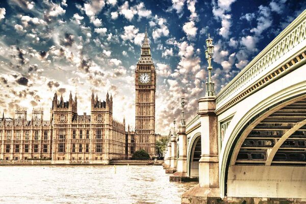 DIMEX | Vliesové fototapety na stenu Pohľad na Big Ben MS-5-1067 | 375 x 250 cm | modrá, hnedá