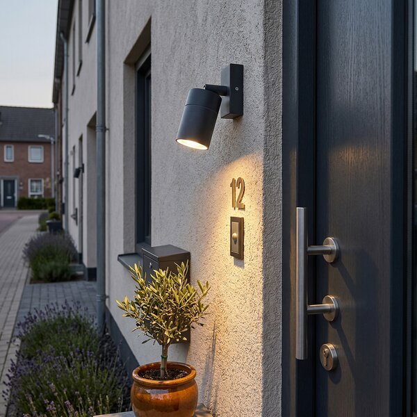 Vonkajšia nástenná lampa antracit IP44 otočná a sklápateľná - Solo
