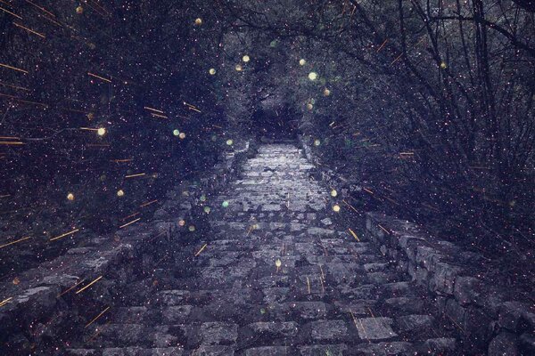 DIMEX | Vliesové fototapety na stenu Tajomná ulička MS-5-1275 | 375 x 250 cm | modrá, čierna, šedá