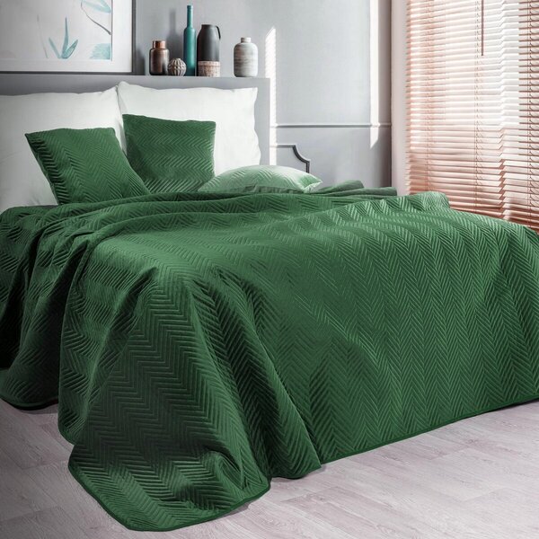 Zamatový prehoz na posteľ NEP-13 v zelenej farbe Rozmer prehozu (šírka x dĺžka): 230x260cm