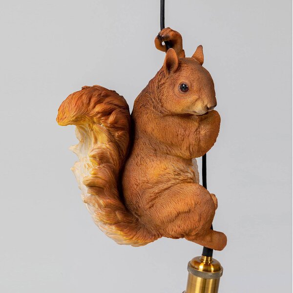 KARE Závesné svietidlo Squirrel s modelom veveričky, Hnedá / hrdzavá, Obývacia izba / jedáleň, Plast, Moderný, Závesné svietidlo