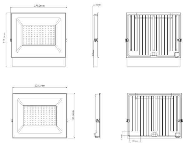LED reflektor 100W 9000 lm - vodoodolný neutrálná biela 4000K