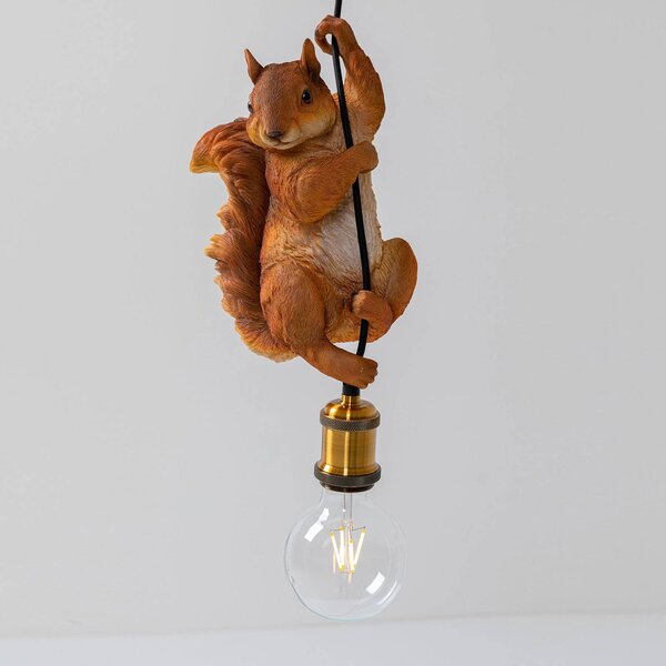 KARE Závesné svietidlo Squirrel s modelom veveričky, Hnedá / hrdzavá, Obývacia izba / jedáleň, Plast, Moderný, Závesné svietidlo