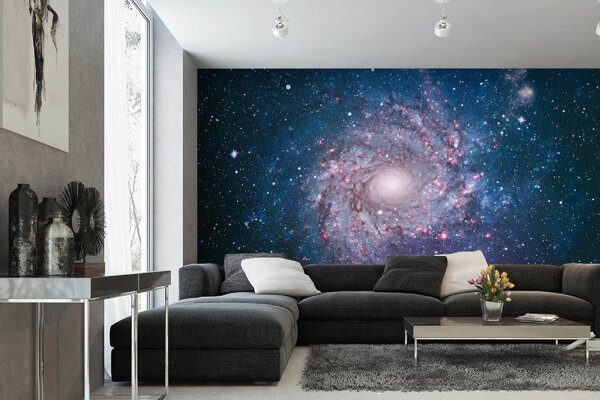 DIMEX | Vliesové fototapety na stenu Dych vyrážajúce galaxie MS-5-2286 | 375 x 250 cm | modrá, biela, fialová, čierna, ružová
