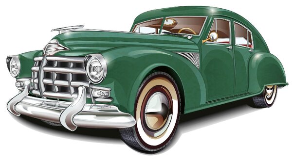 DIMEX | Vliesové fototapety na stenu Zelené retro auto MS-5-2174 | 375 x 250 cm | zelená, biela, metalická