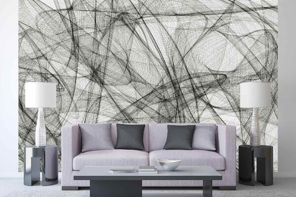 DIMEX | Vliesové fototapety na stenu Abstraktná maľba MS-5-2512 | 375 x 250 cm | biela, čierna