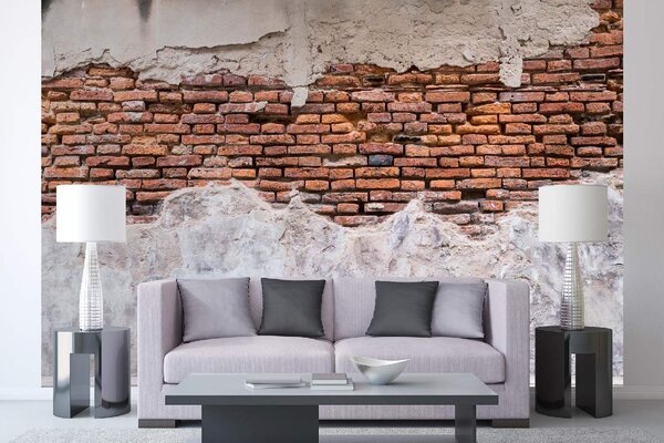 DIMEX | Vliesové fototapety na stenu Detail starého tehlového múru MS-5-2655 | 375 x 250 cm | červená, béžová, oranžová