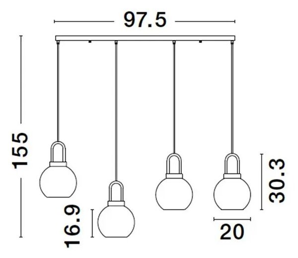 Luster na lanku Irvine 20 zlaté – E27