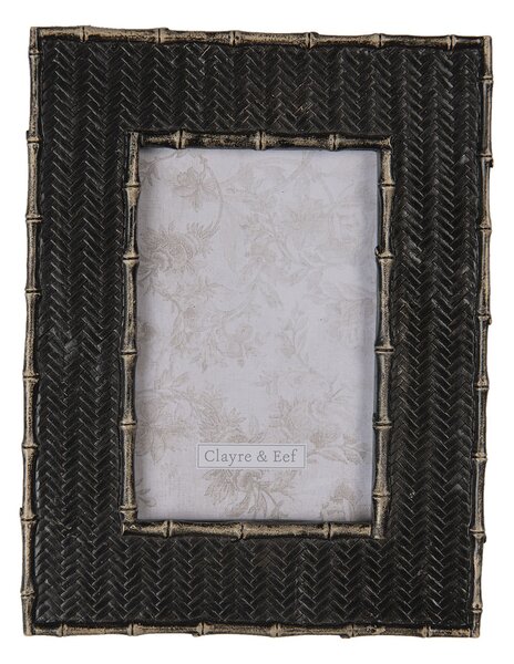 Čierny fotorámček s reliéfom - 18 * 1 * 23 cm / 10 * 15 cm - Clayre & Eef