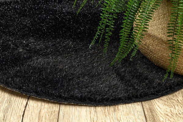 Kúpeľňový koberček SYNERGY glamour / lurex, čierny kruh