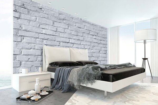 DIMEX | Vliesové fototapety na stenu Textúra bielej tehlovej steny MS-5-2687 | 375 x 250 cm | biela