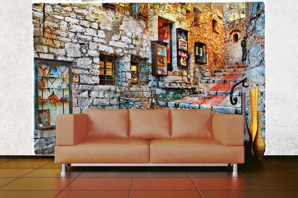 DIMEX | Vliesové fototapety na stenu Francúzska dedina MS-5-0700 | 375 x 250 cm | červená, oranžová, šedá