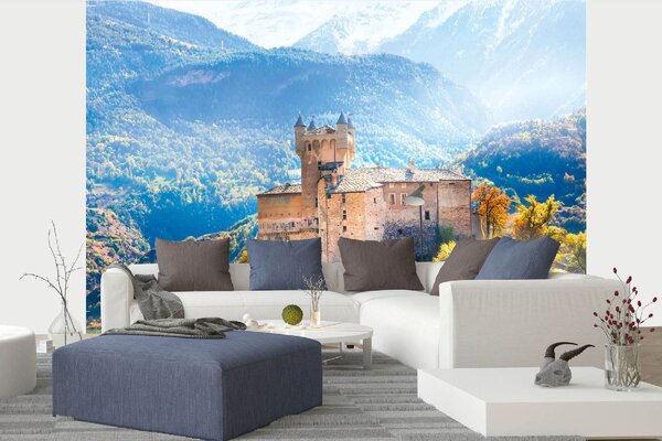 DIMEX | Vliesové fototapety na stenu Valle D'Aosta, Taliansko MS-5-1100 | 375 x 250 cm | zelená, modrá, hnedá