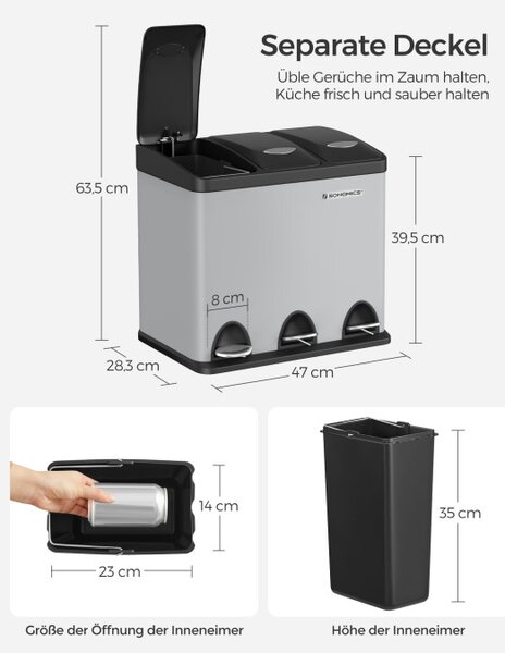 Recyklačný kôš 3x8L LTB024G01