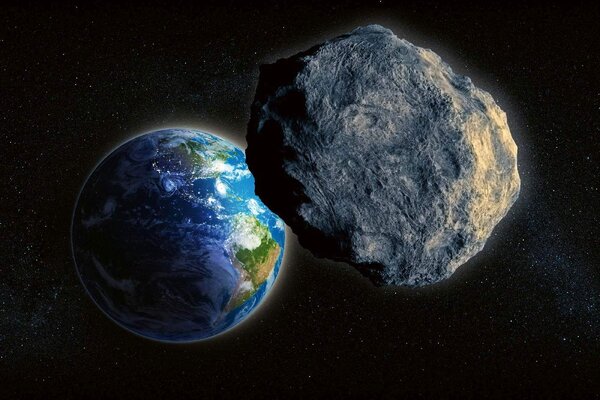 DIMEX | Vliesové fototapety na stenu Veľký asteroid MS-5-2303 | 375 x 250 cm | zelená, modrá, čierna, šedá
