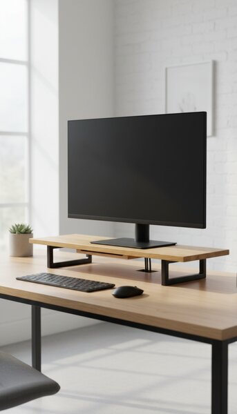 Podstavec pod monitor Base s masívnou dubovou doskou