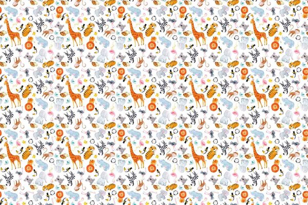 DIMEX | Vliesové fototapety na stenu Safari vzor MS-5-1485 | 375 x 250 cm | modrá, biela, oranžová, ružová