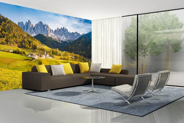 DIMEX | Vliesové fototapety na stenu Horská scenéria MS-5-1693 | 375 x 250 cm | zelená, modrá, šedá